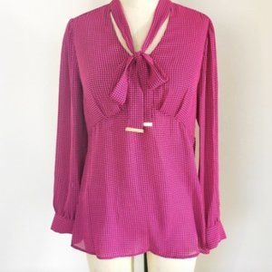 Michael Kors Pink & Black Bow-Tie Blouse